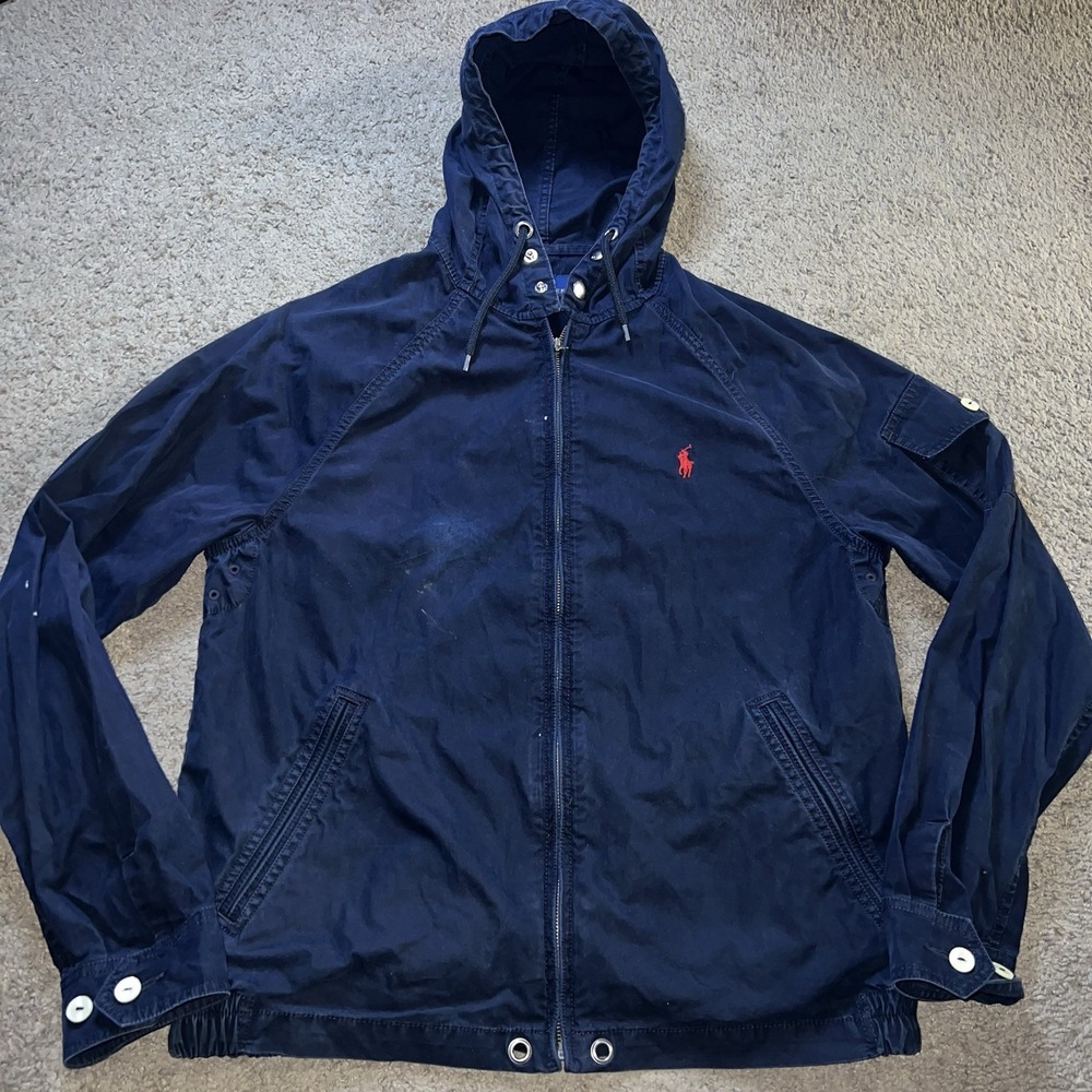 Polo Ralph Lauren Hooded Windbreaker Jacket Full Zip Pony Talon Fatigue Men M